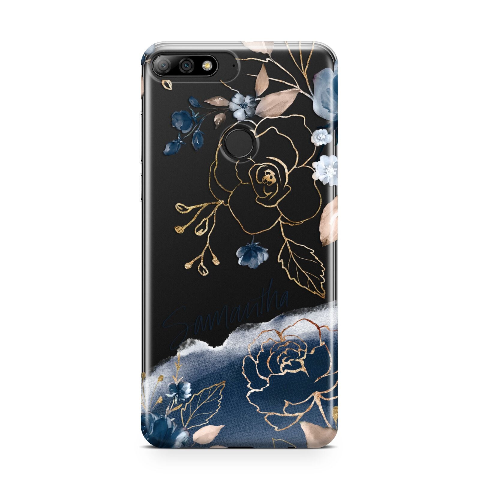 Personalised Gold Peonies Huawei Y7 2018