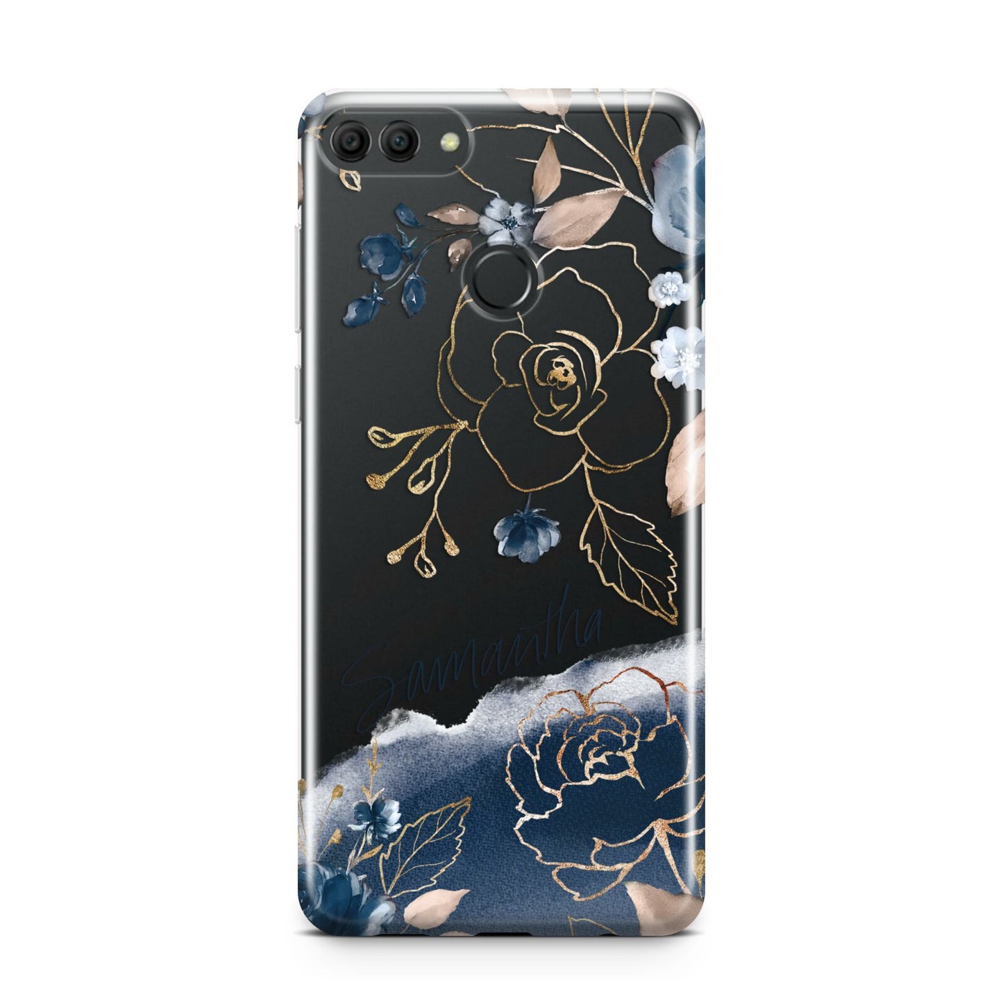 Personalised Gold Peonies Huawei Y9 2018