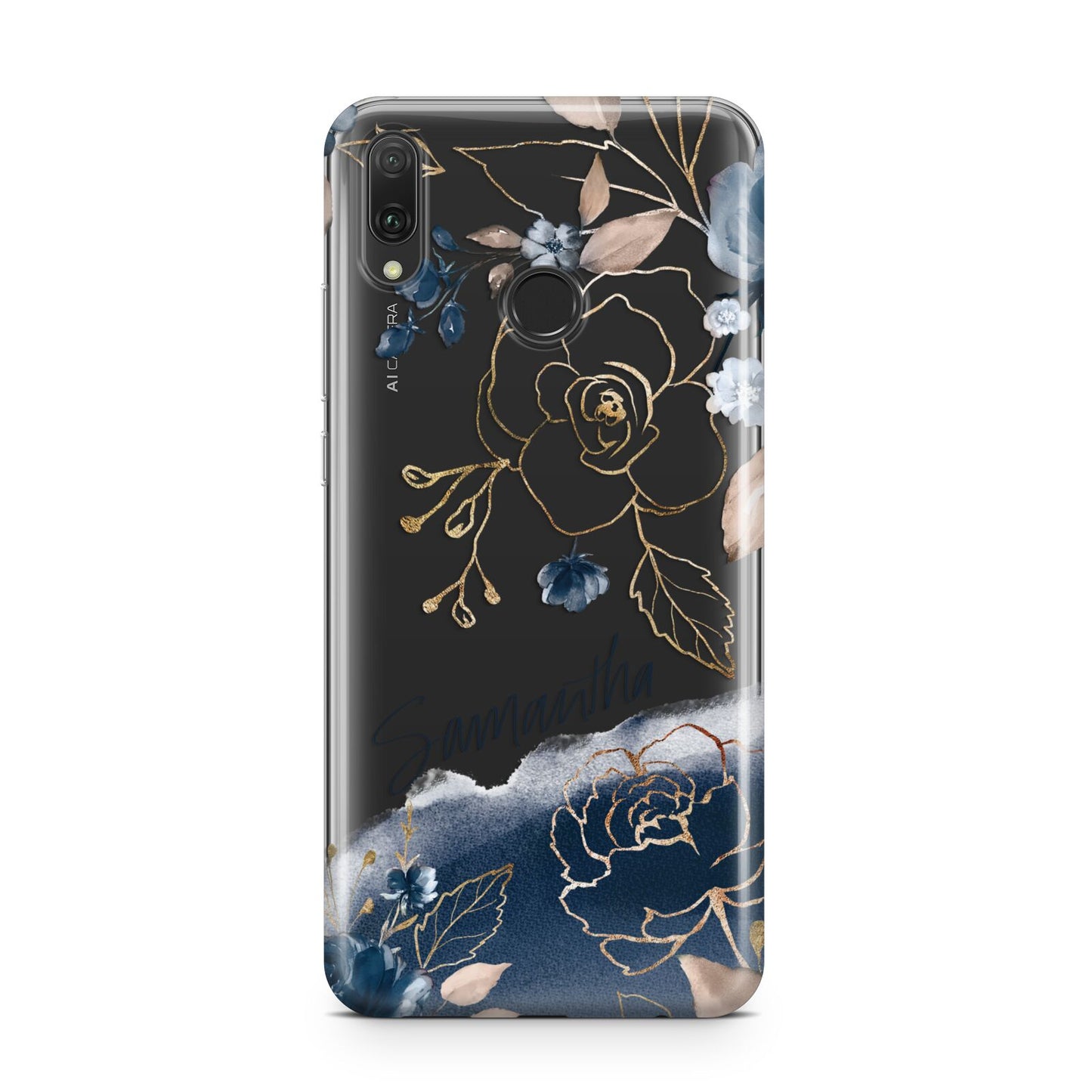 Personalised Gold Peonies Huawei Y9 2019