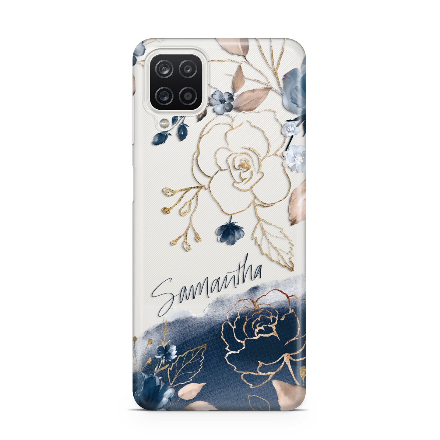 Personalised Gold Peonies Samsung A12 Case