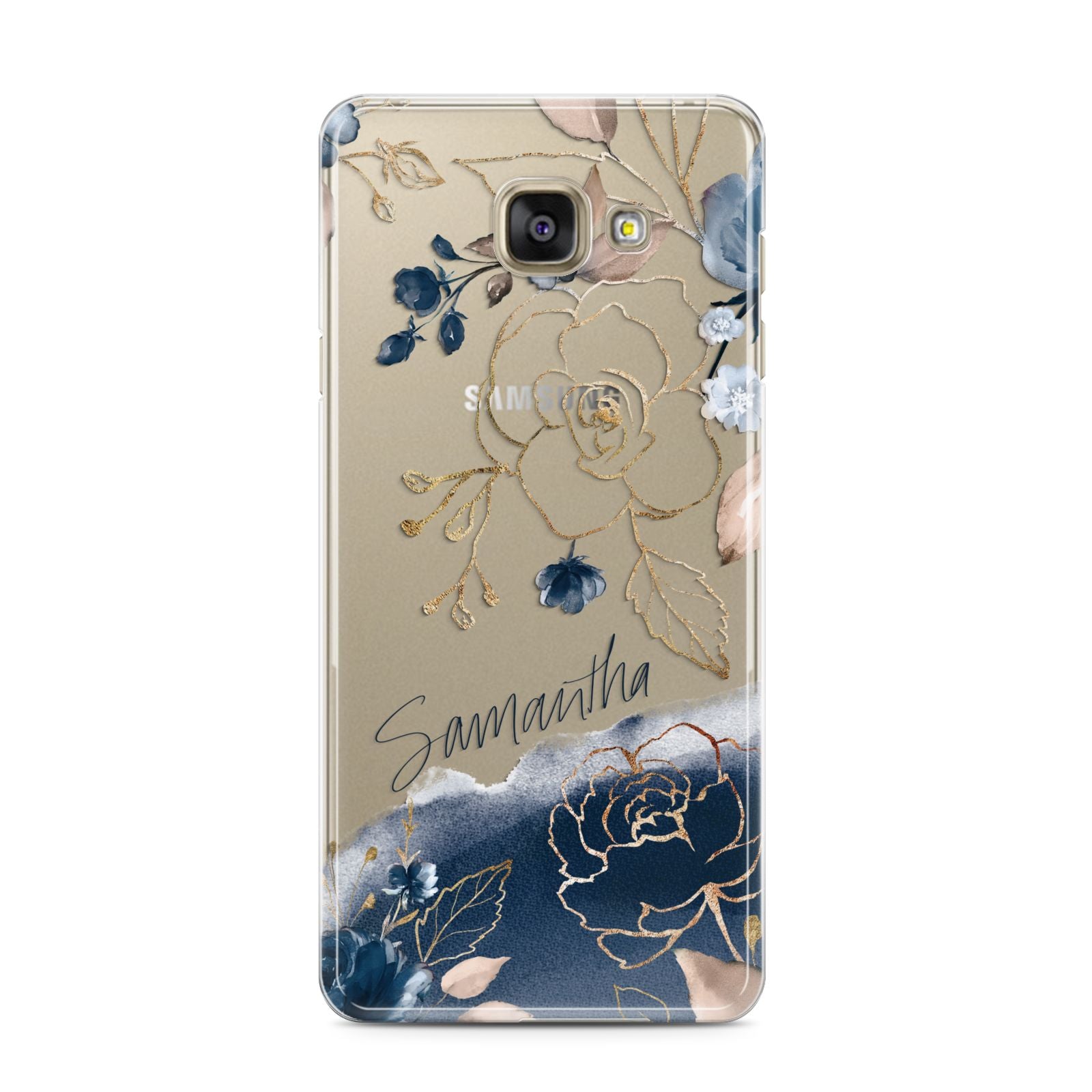 Personalised Gold Peonies Samsung Galaxy A3 2016 Case on gold phone