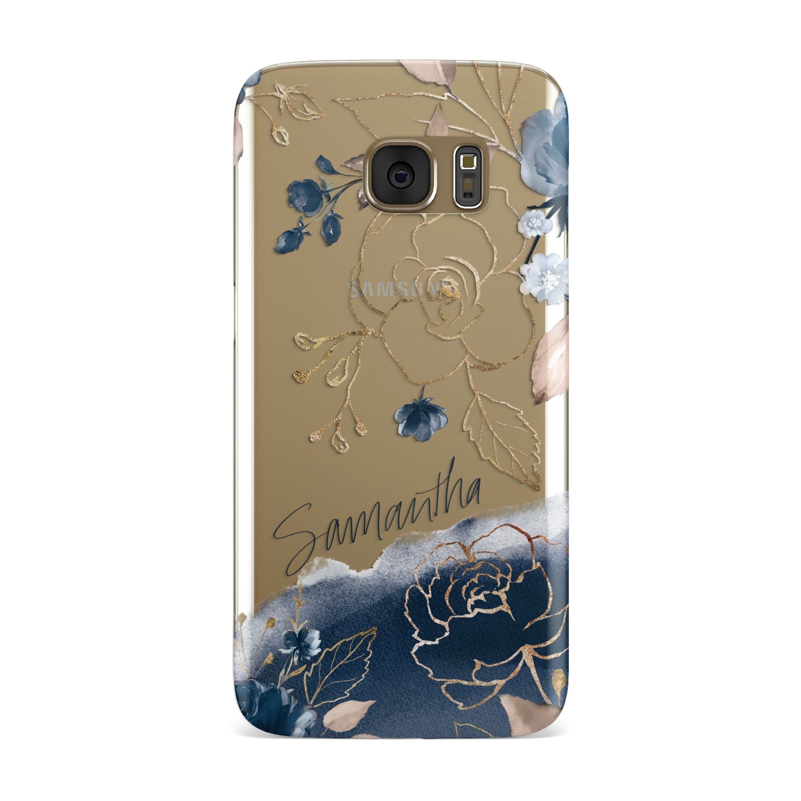 Personalised Gold Peonies Samsung Galaxy Case