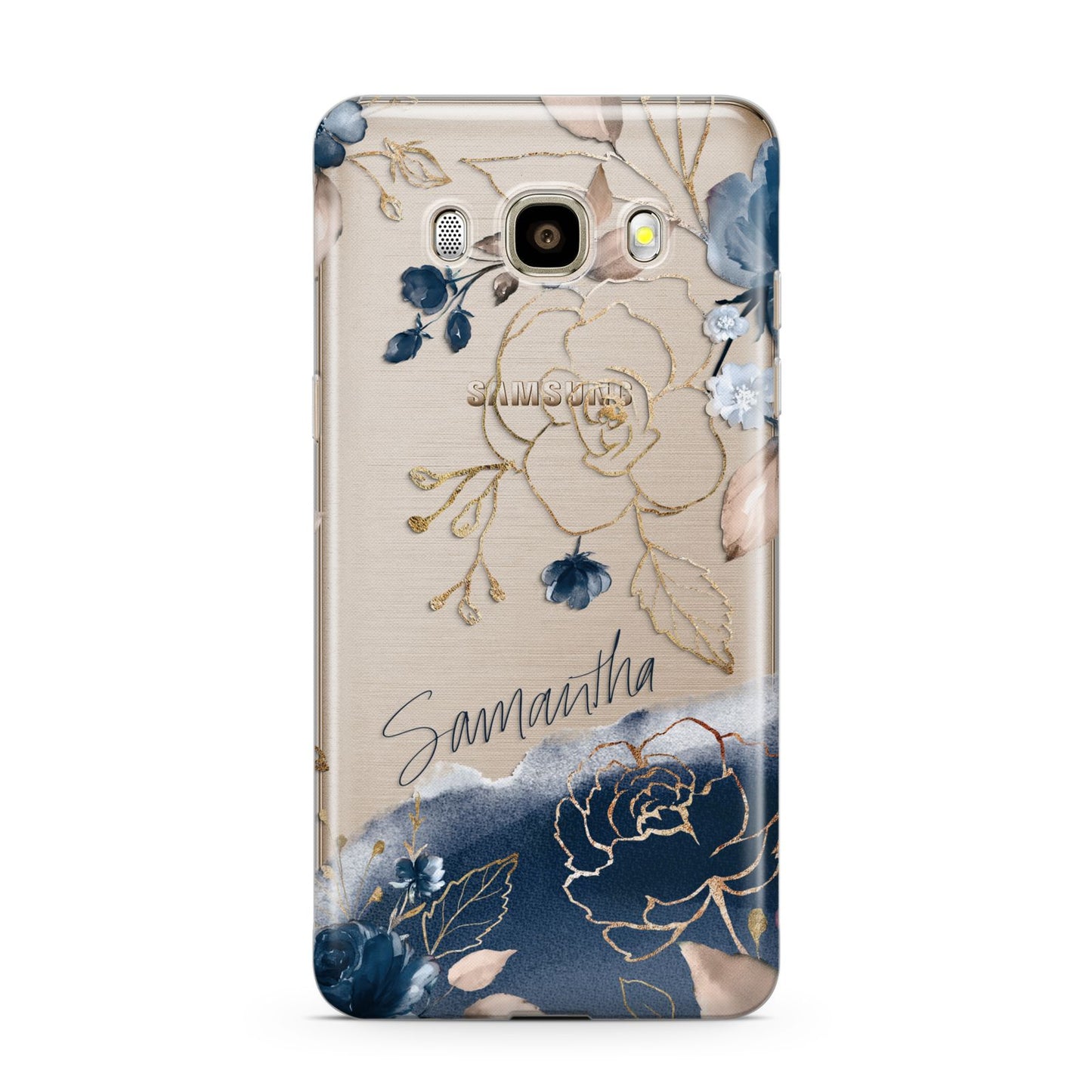 Personalised Gold Peonies Samsung Galaxy J7 2016 Case on gold phone