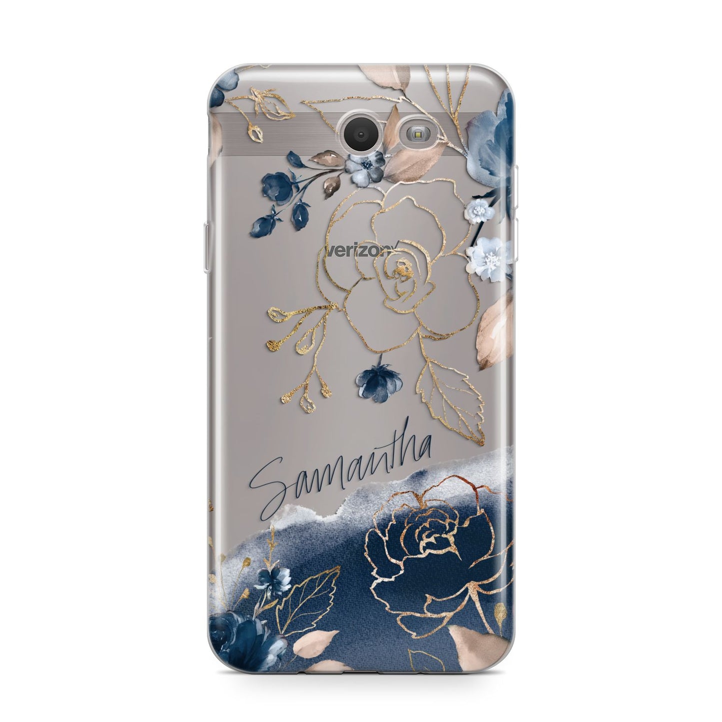 Personalised Gold Peonies Samsung Galaxy J7 2017 Case