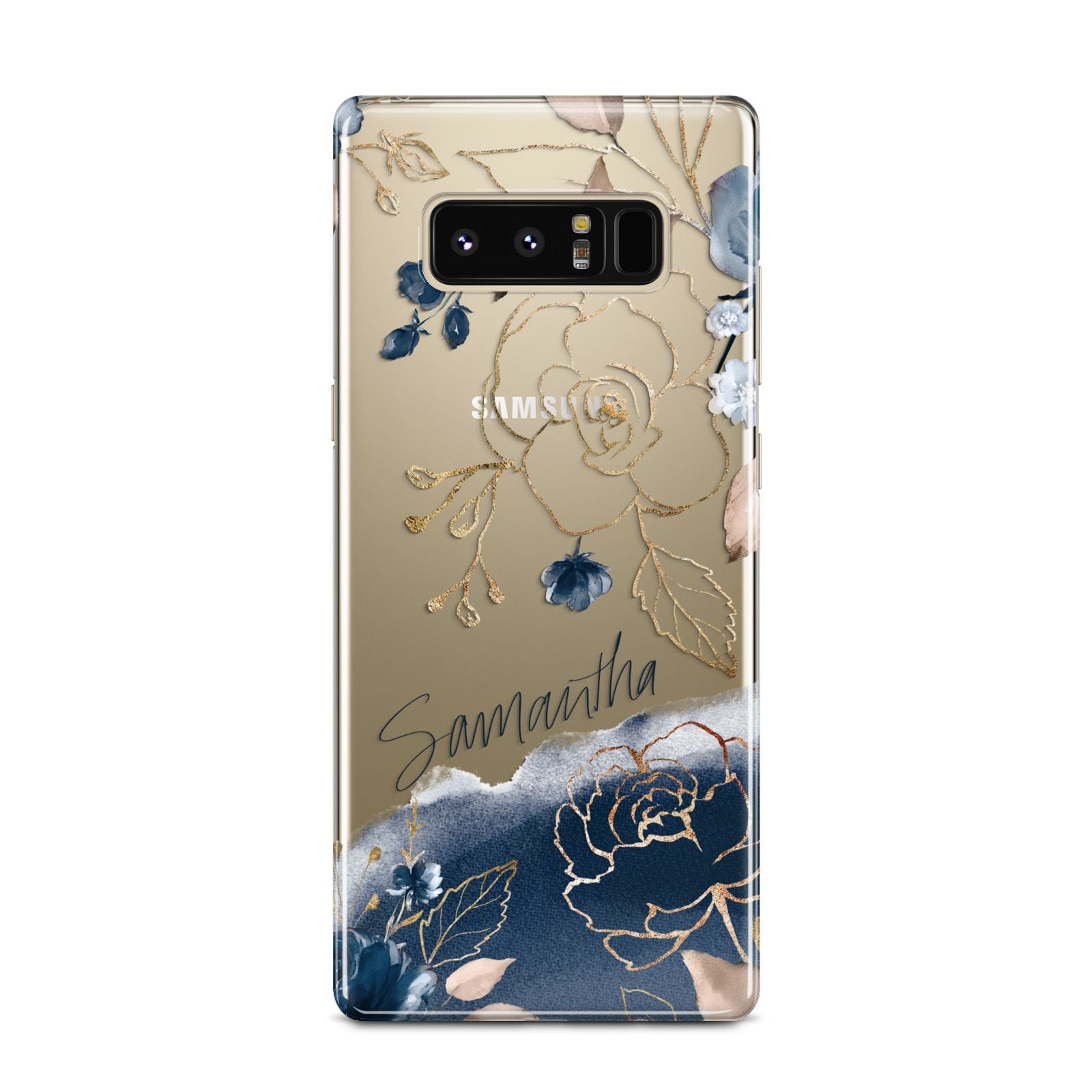 Personalised Gold Peonies Samsung Galaxy Note 8 Case