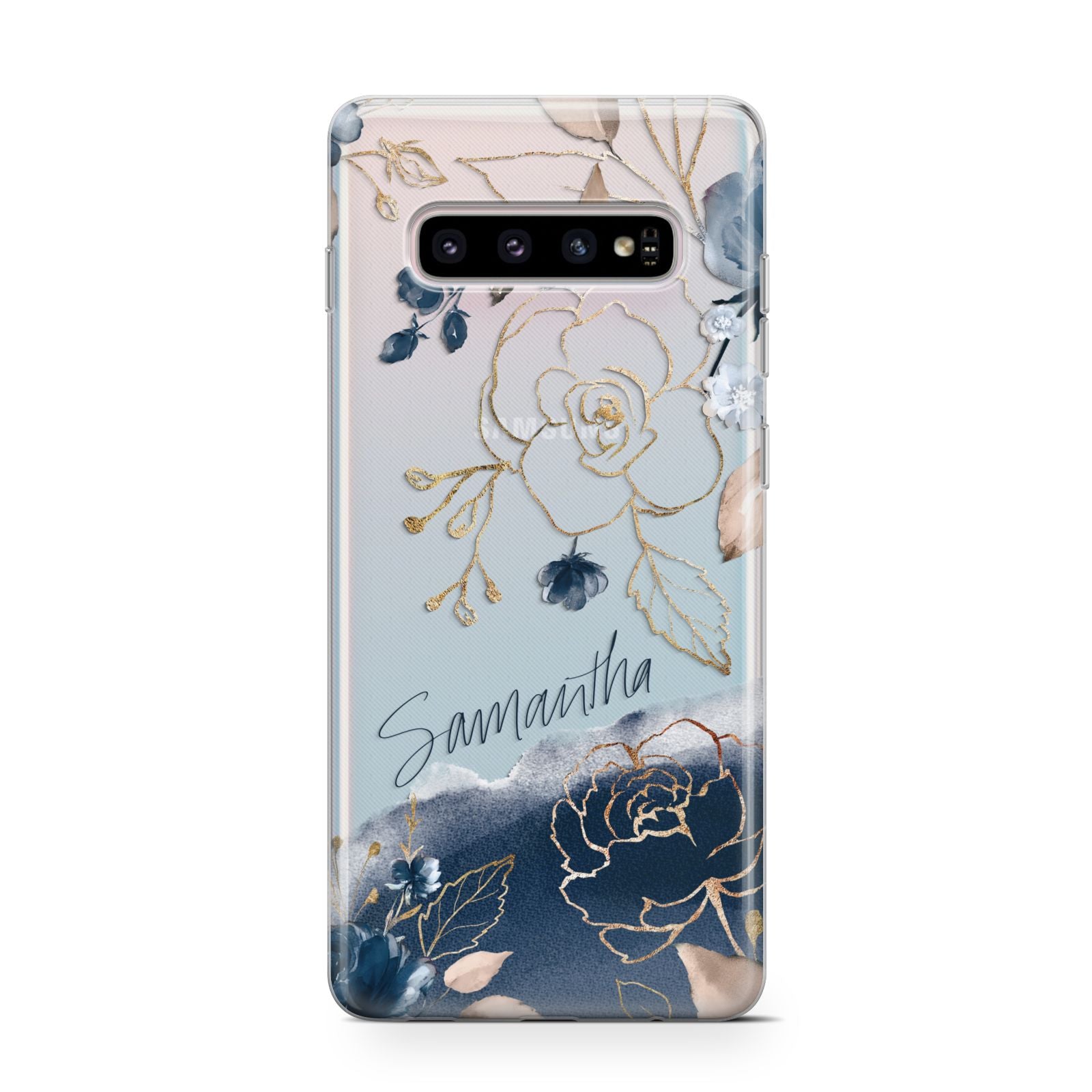 Personalised Gold Peonies Samsung Galaxy S10 Case