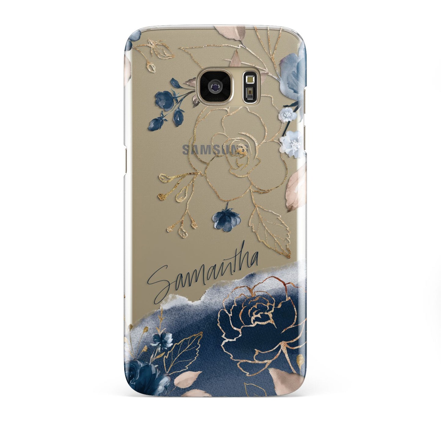Personalised Gold Peonies Samsung Galaxy S7 Edge Case
