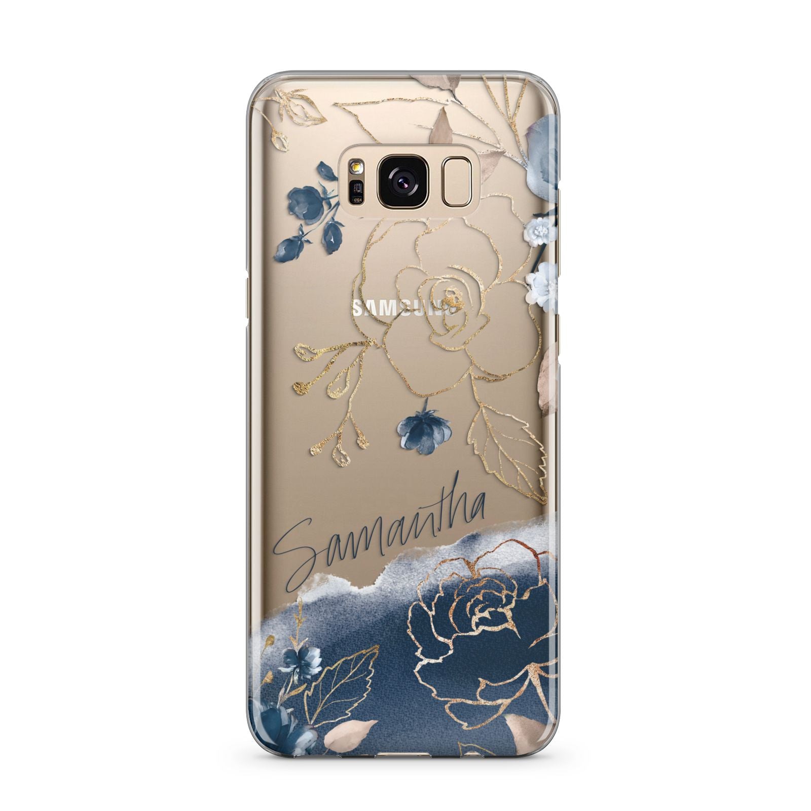 Personalised Gold Peonies Samsung Galaxy S8 Plus Case