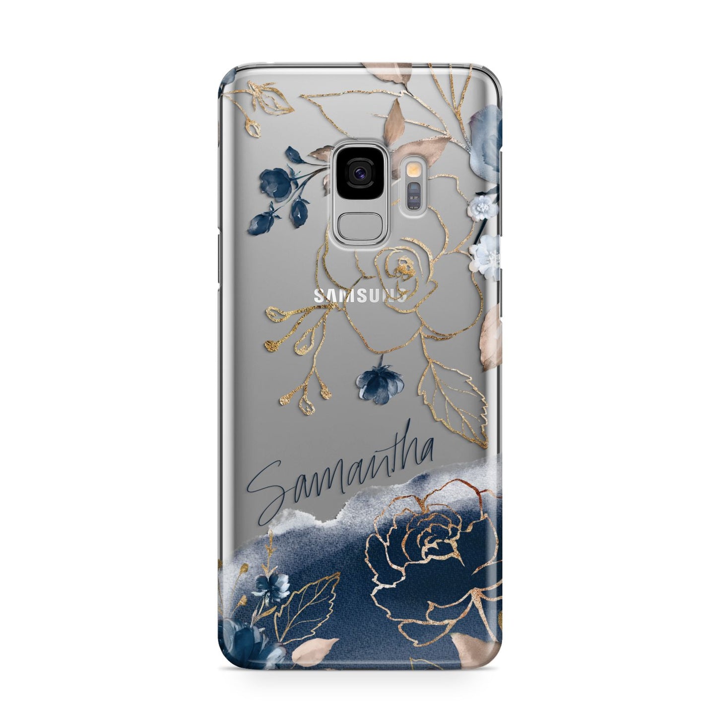 Personalised Gold Peonies Samsung Galaxy S9 Case