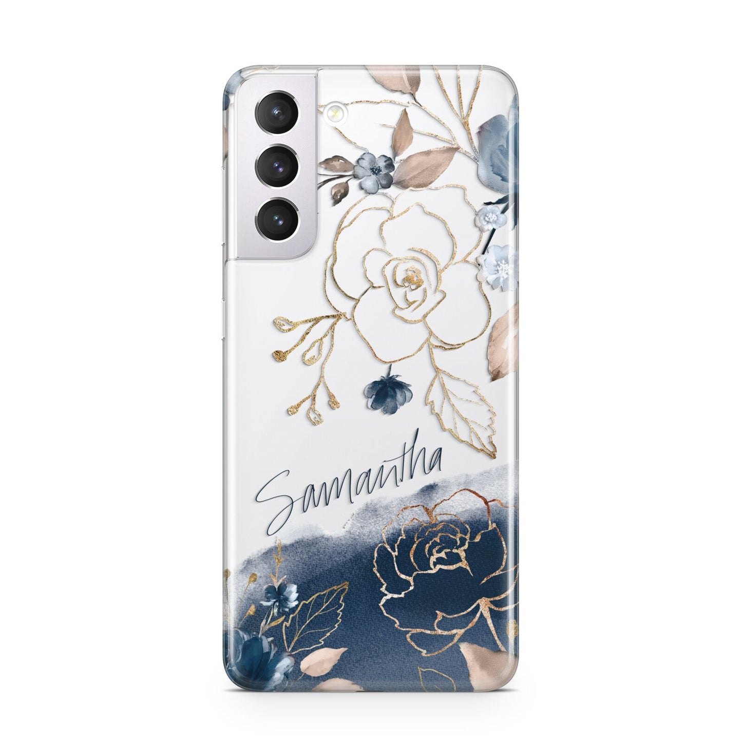 Personalised Gold Peonies Samsung S21 Case