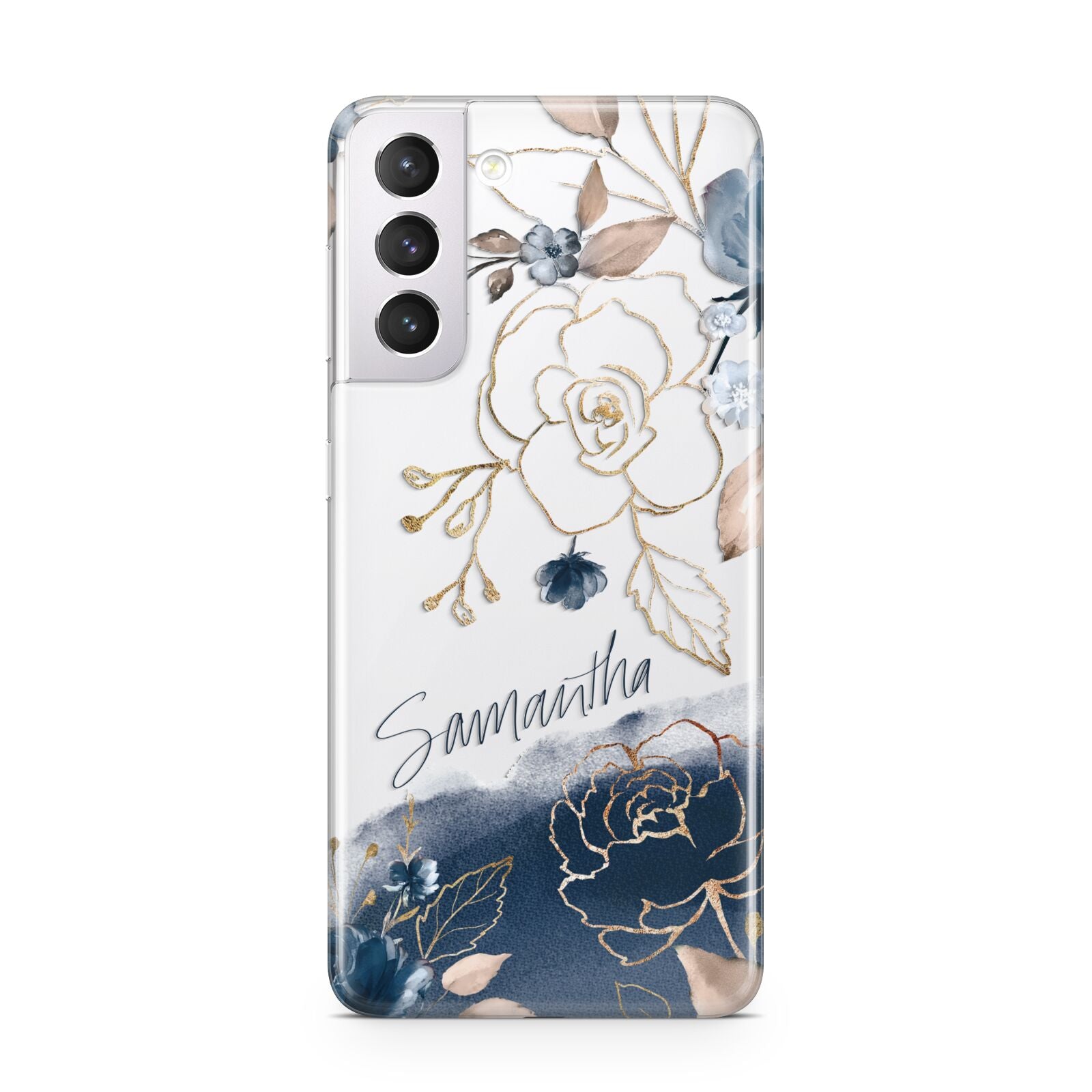 Personalised Gold Peonies Samsung S21 Case