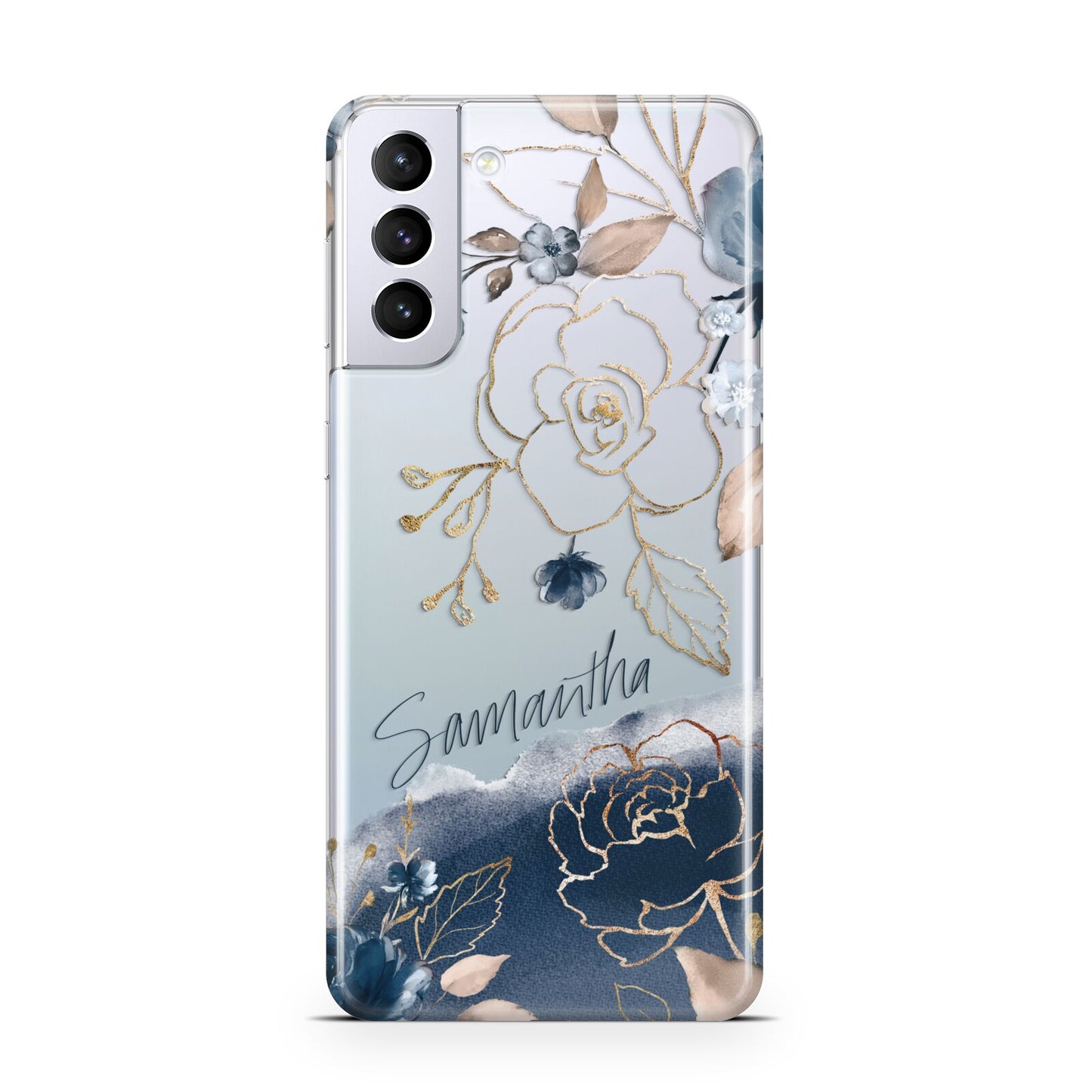 Personalised Gold Peonies Samsung S21 Plus Case