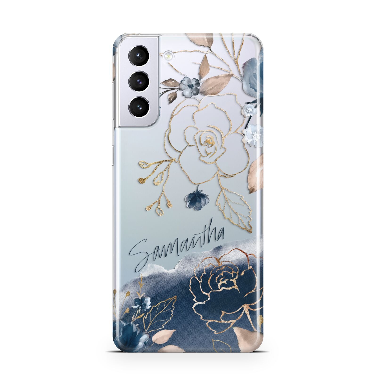 Personalised Gold Peonies Samsung S21 Plus Case