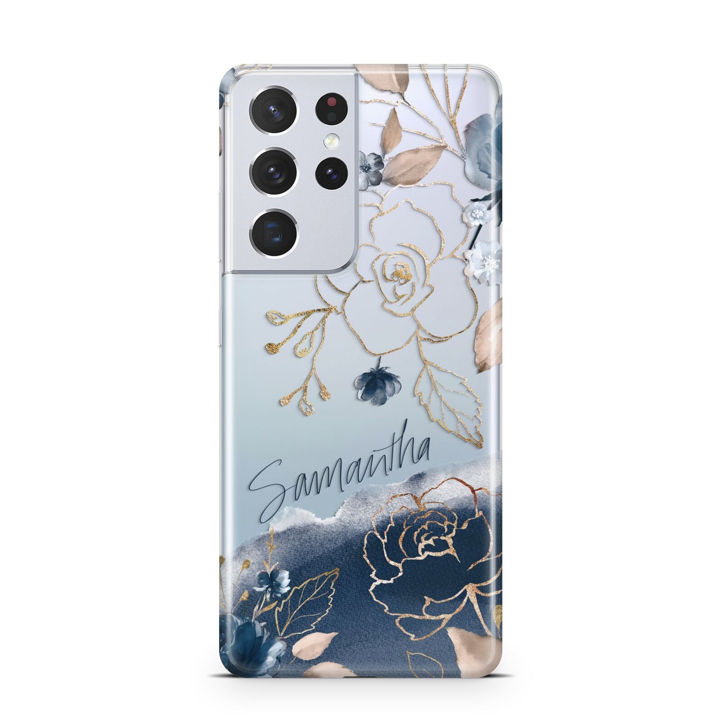 Personalised Gold Peonies Samsung S21 Ultra Case