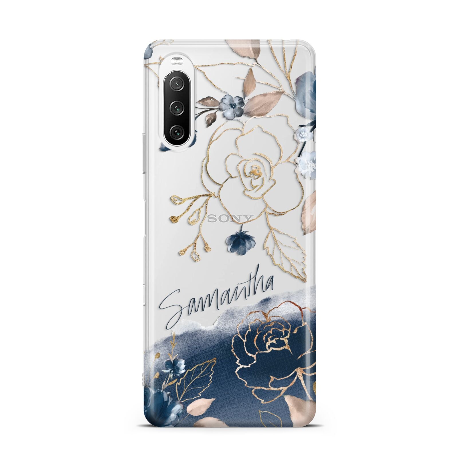 Personalised Gold Peonies Sony Xperia 10 III Case