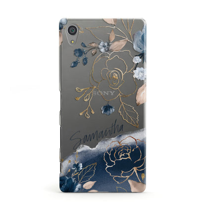 Personalised Gold Peonies Sony Xperia Case