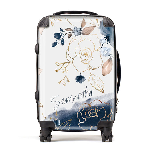 Personalised Gold Peonies Suitcase