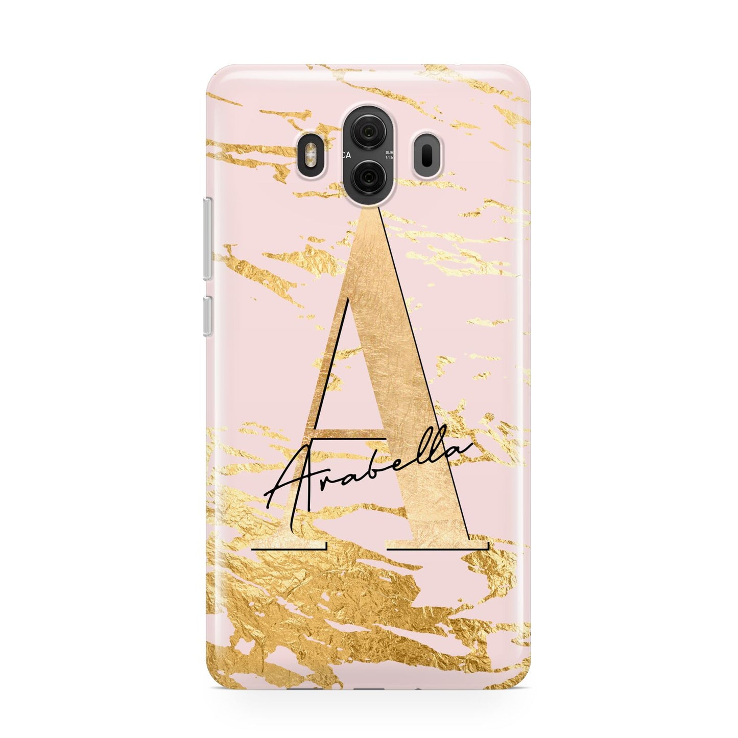 Personalised Gold Pink Marble Huawei Mate 10 Protective Phone Case