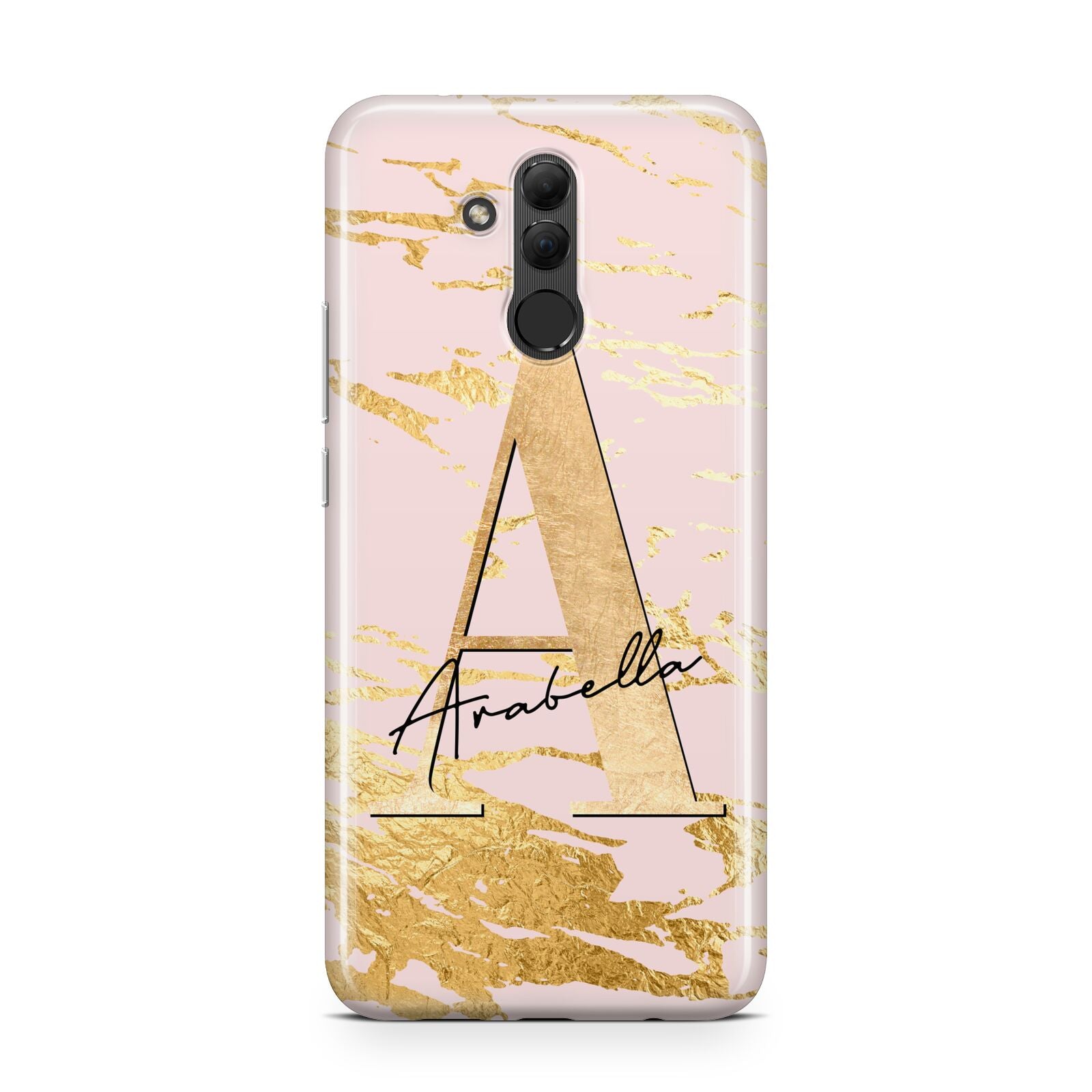 Personalised Gold Pink Marble Huawei Mate 20 Lite