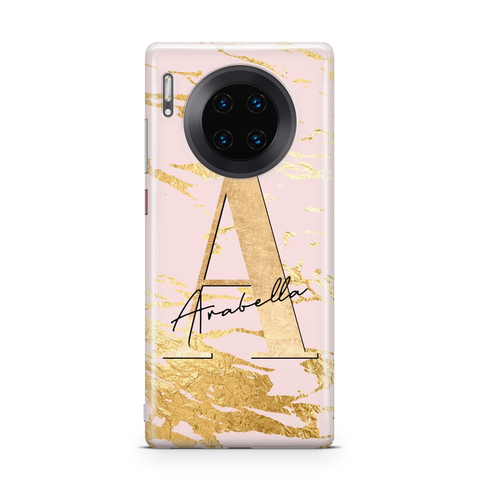 Personalised Gold Pink Marble Huawei Mate 30 Pro Phone Case