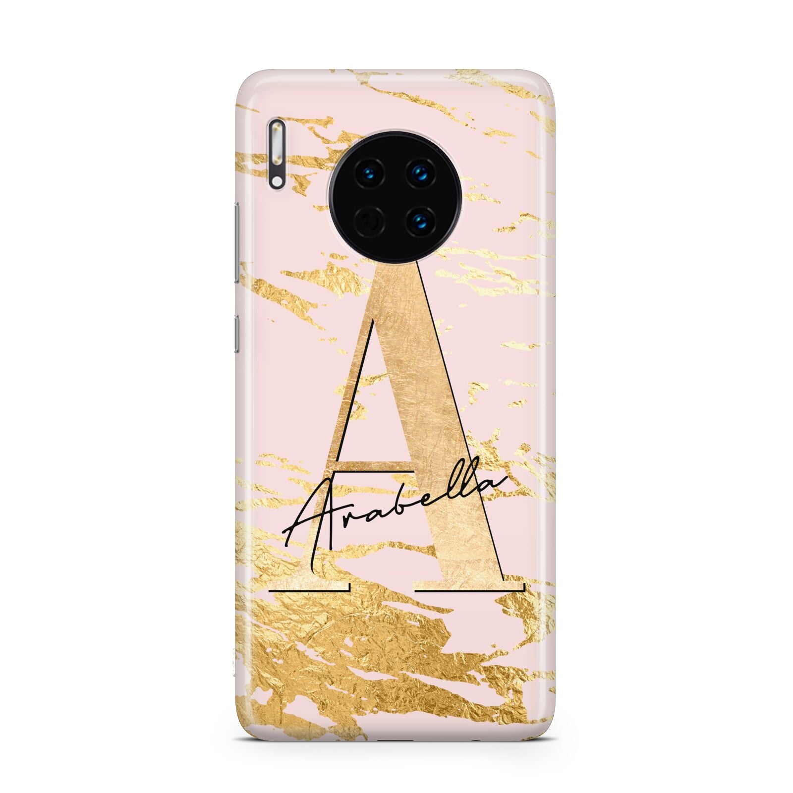 Personalised Gold Pink Marble Huawei Mate 30