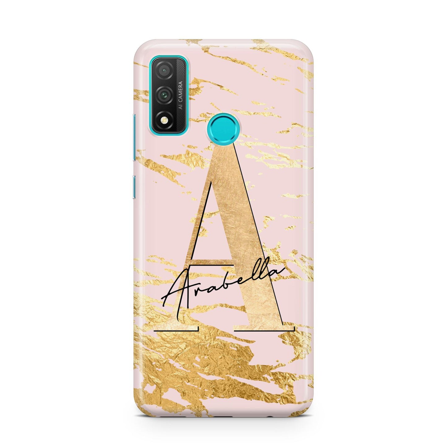 Personalised Gold Pink Marble Huawei P Smart 2020