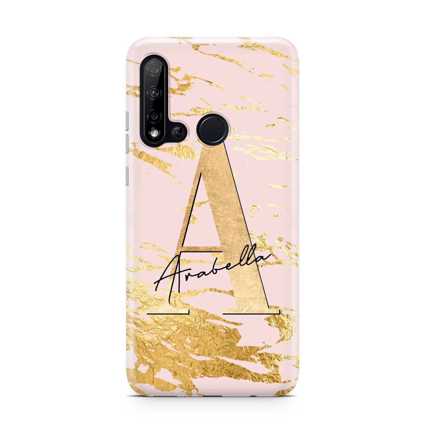 Personalised Gold Pink Marble Huawei P20 Lite 5G Phone Case