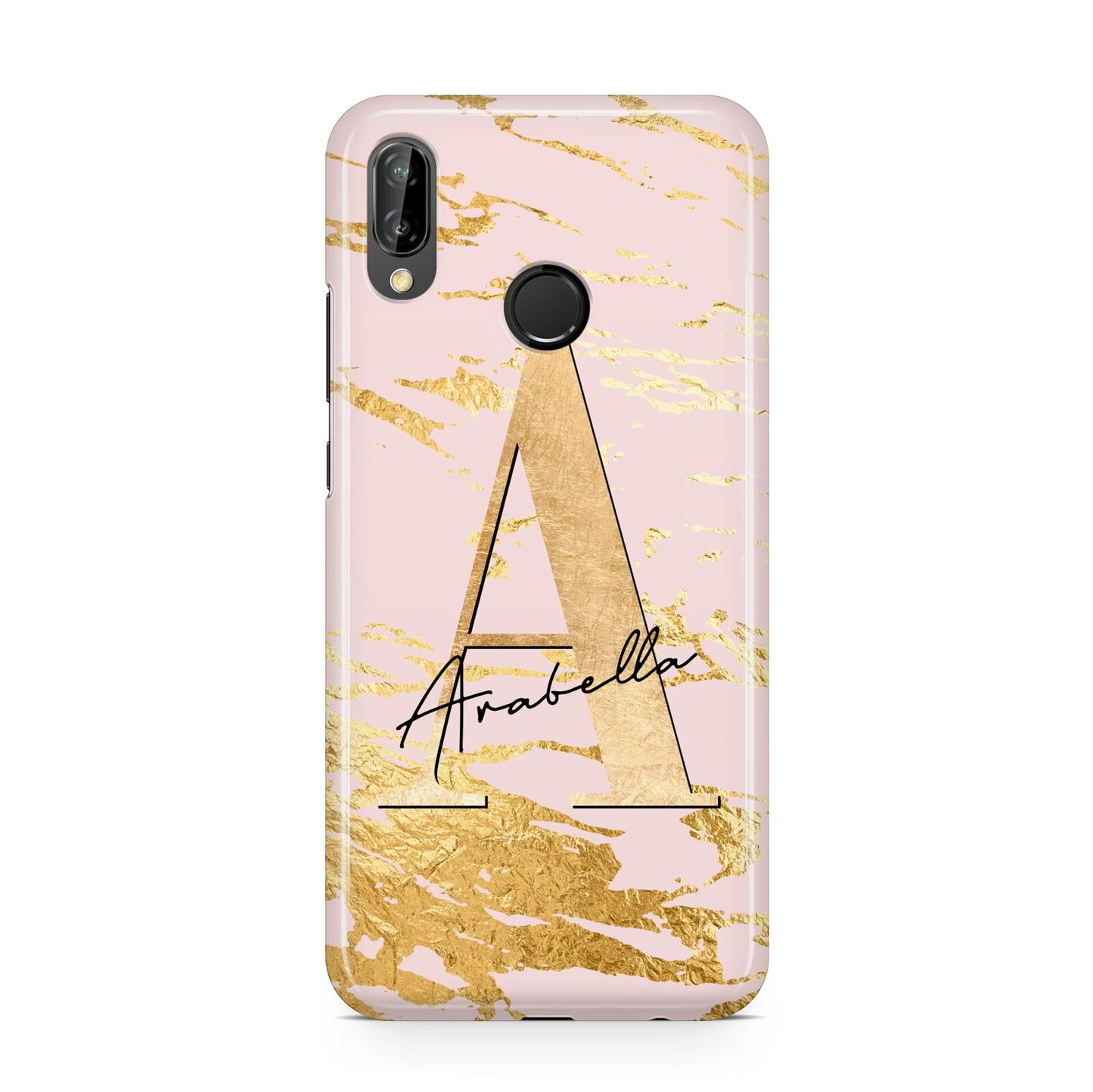 Personalised Gold Pink Marble Huawei P20 Lite Phone Case