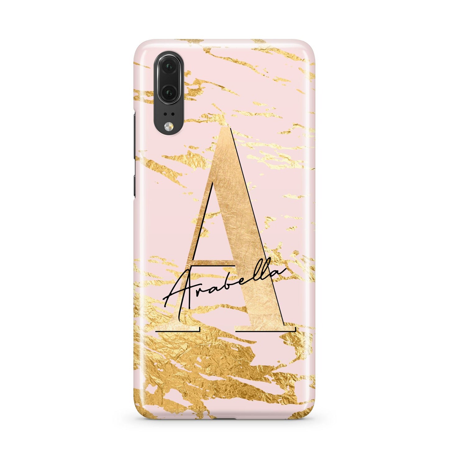 Personalised Gold Pink Marble Huawei P20 Phone Case