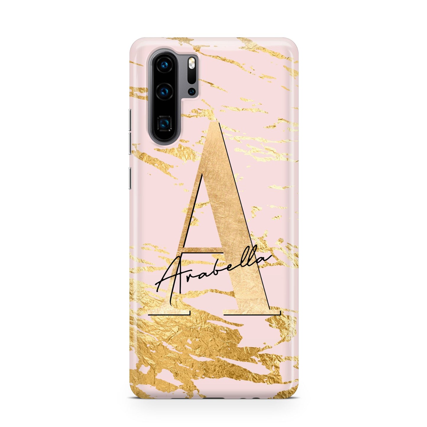 Personalised Gold Pink Marble Huawei P30 Pro Phone Case