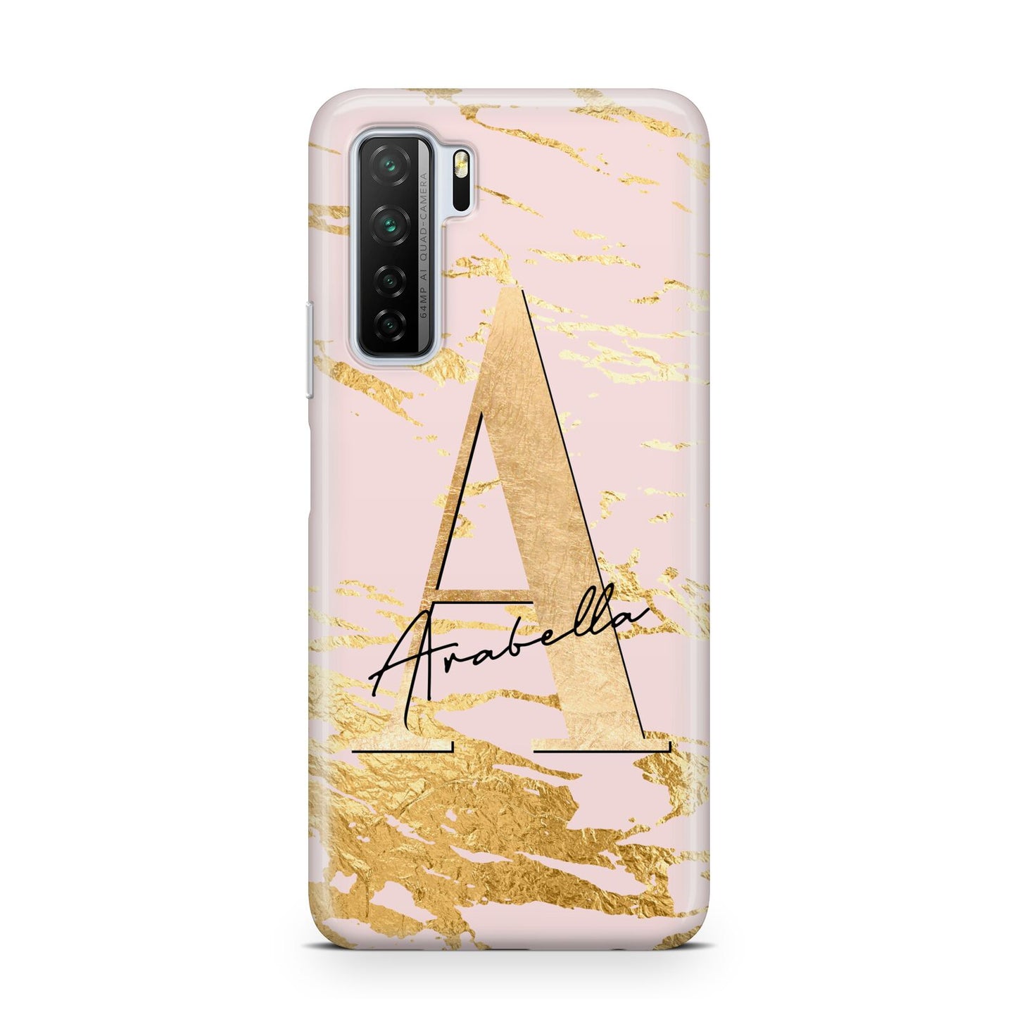 Personalised Gold Pink Marble Huawei P40 Lite 5G Phone Case