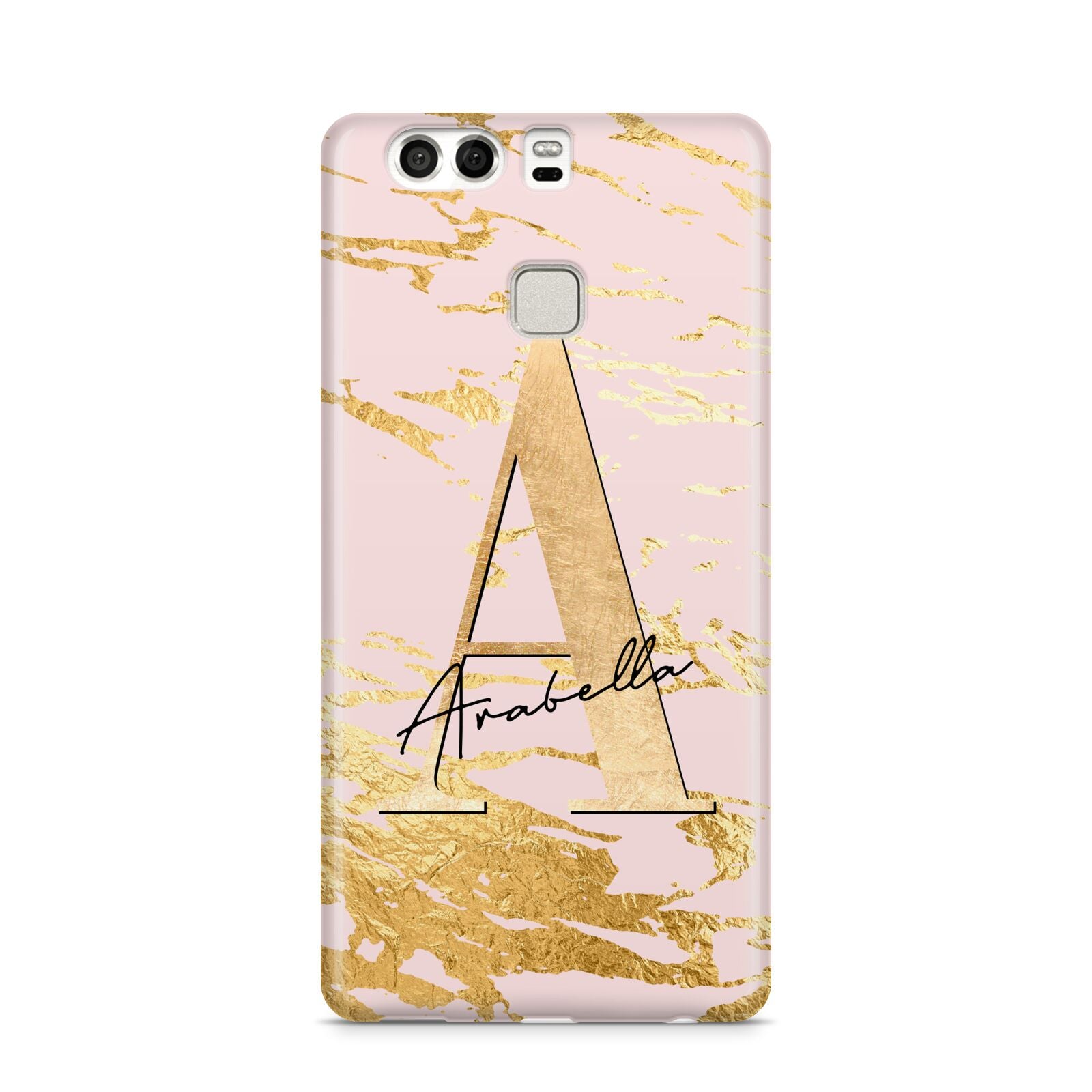 Personalised Gold Pink Marble Huawei P9 Case