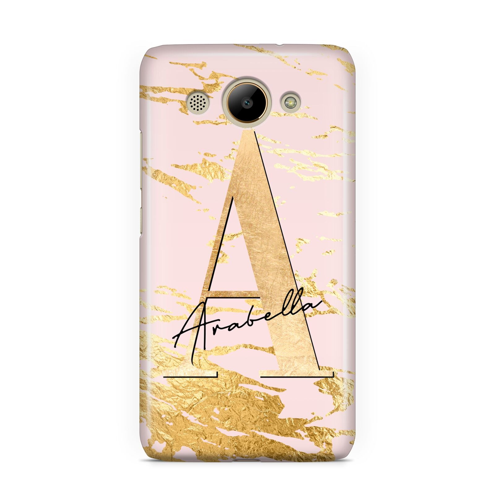 Personalised Gold Pink Marble Huawei Y3 2017