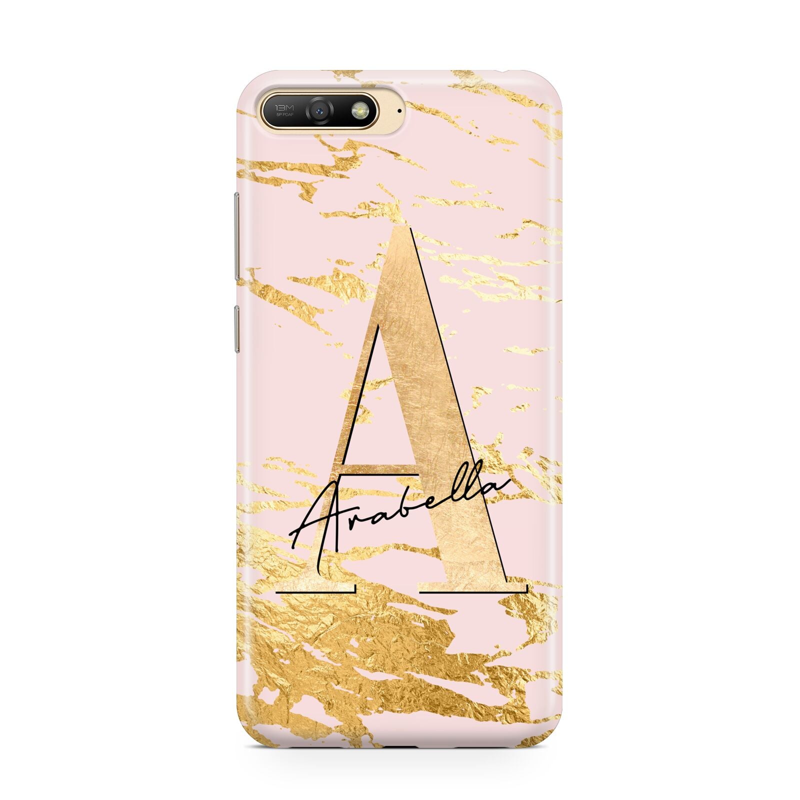 Personalised Gold Pink Marble Huawei Y6 2018