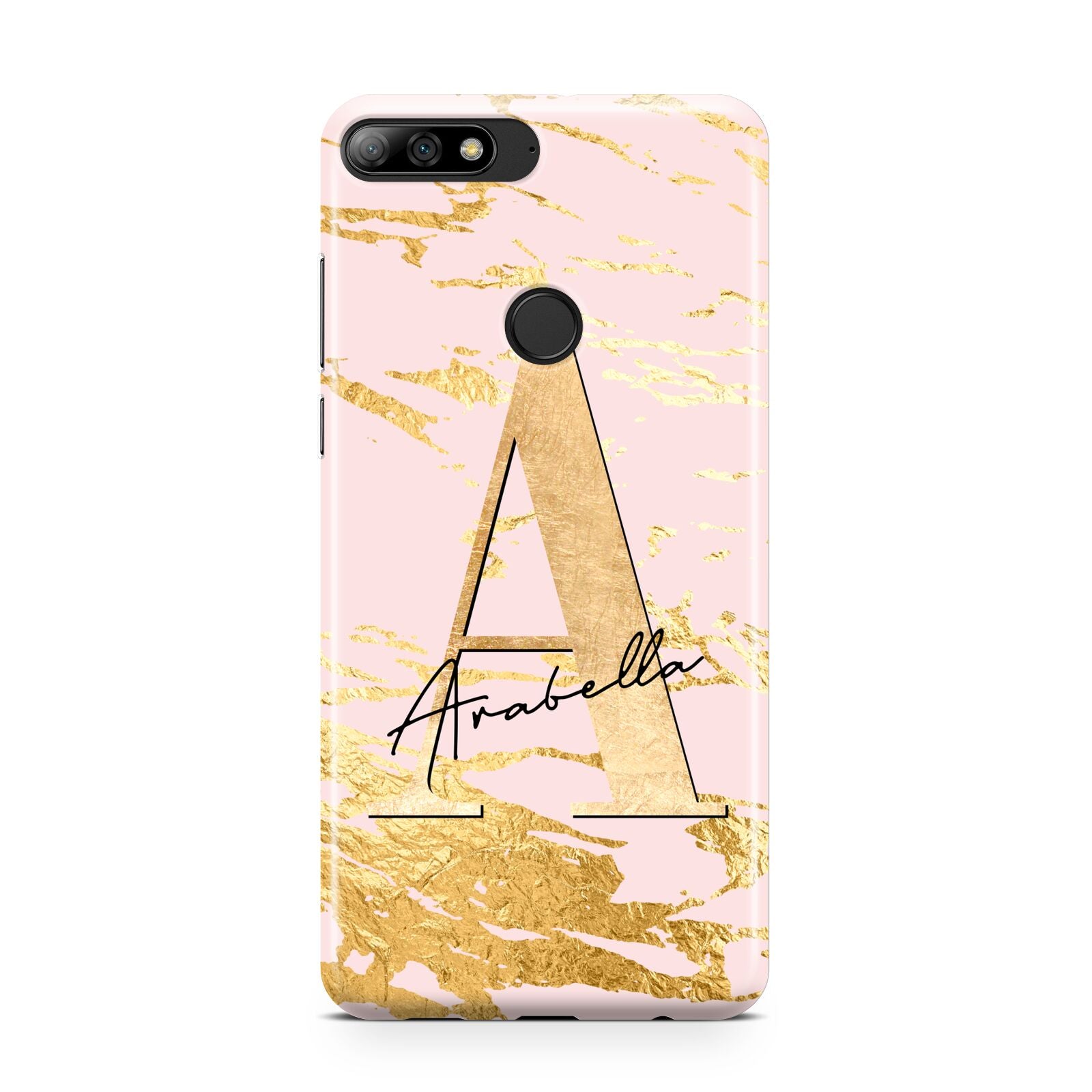 Personalised Gold Pink Marble Huawei Y7 2018