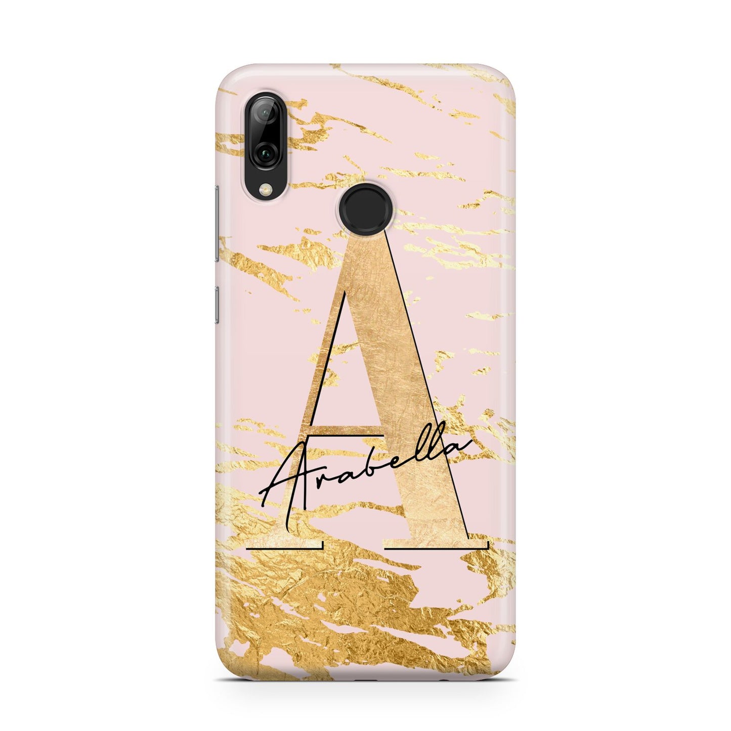 Personalised Gold Pink Marble Huawei Y7 2019