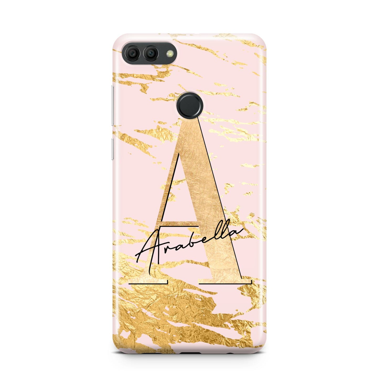 Personalised Gold Pink Marble Huawei Y9 2018