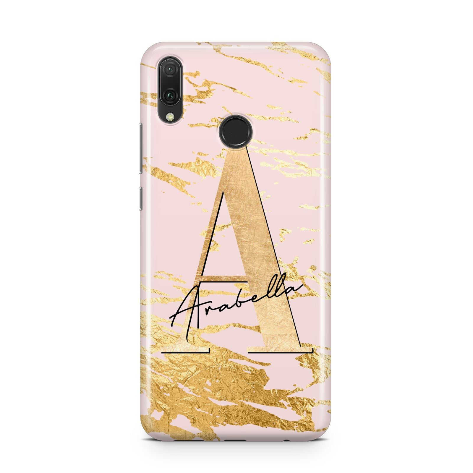 Personalised Gold Pink Marble Huawei Y9 2019