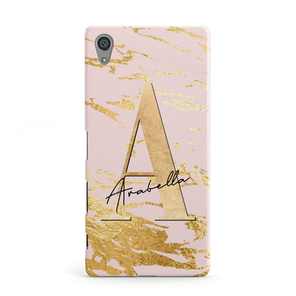 Personalised Gold Pink Marble Sony Xperia Case