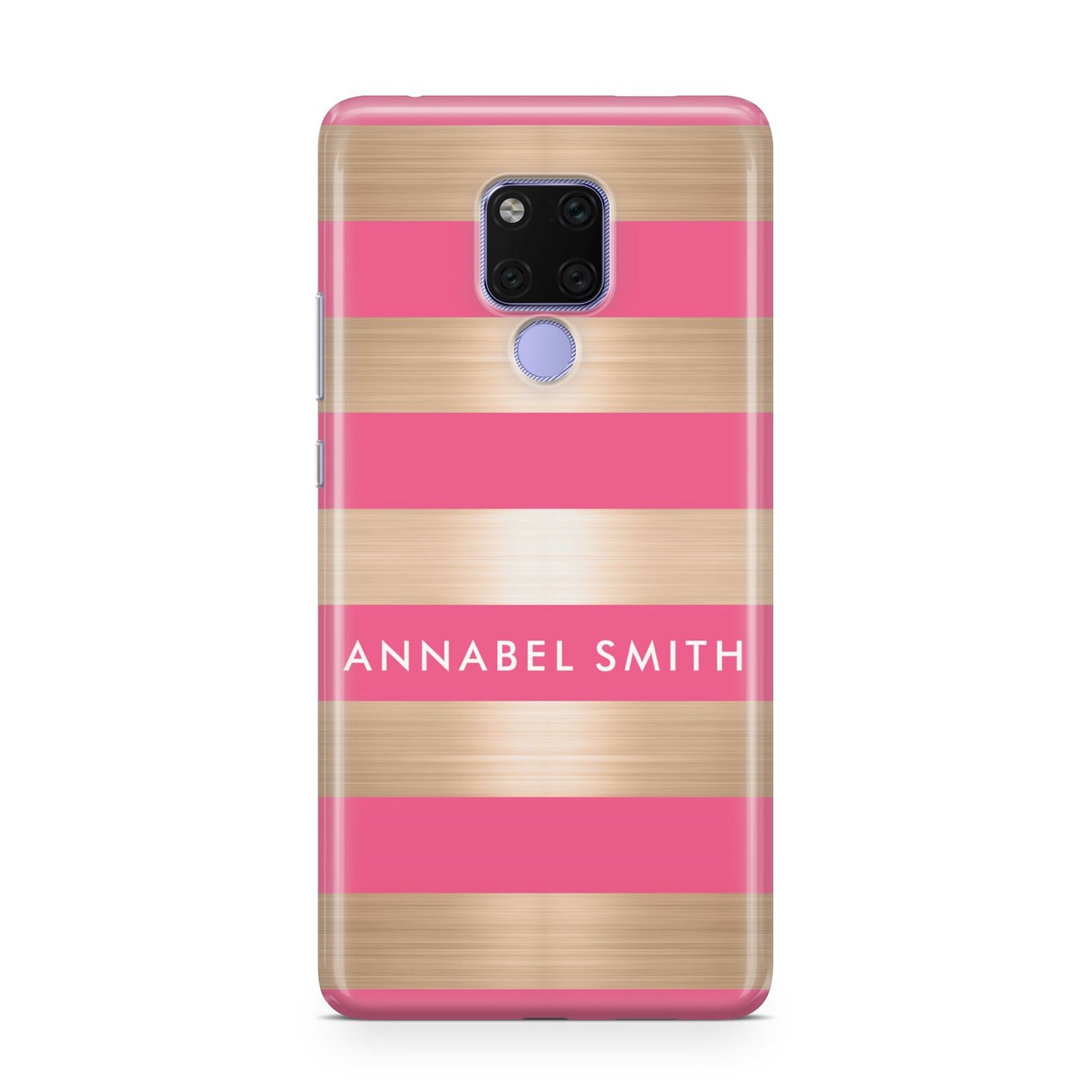 Personalised Gold Pink Stripes Name Initial Huawei Mate 20X Phone Case