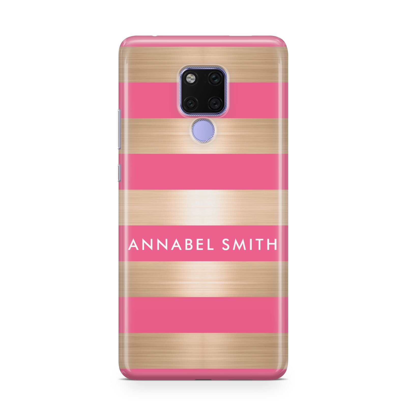 Personalised Gold Pink Stripes Name Initial Huawei Mate 20X Phone Case