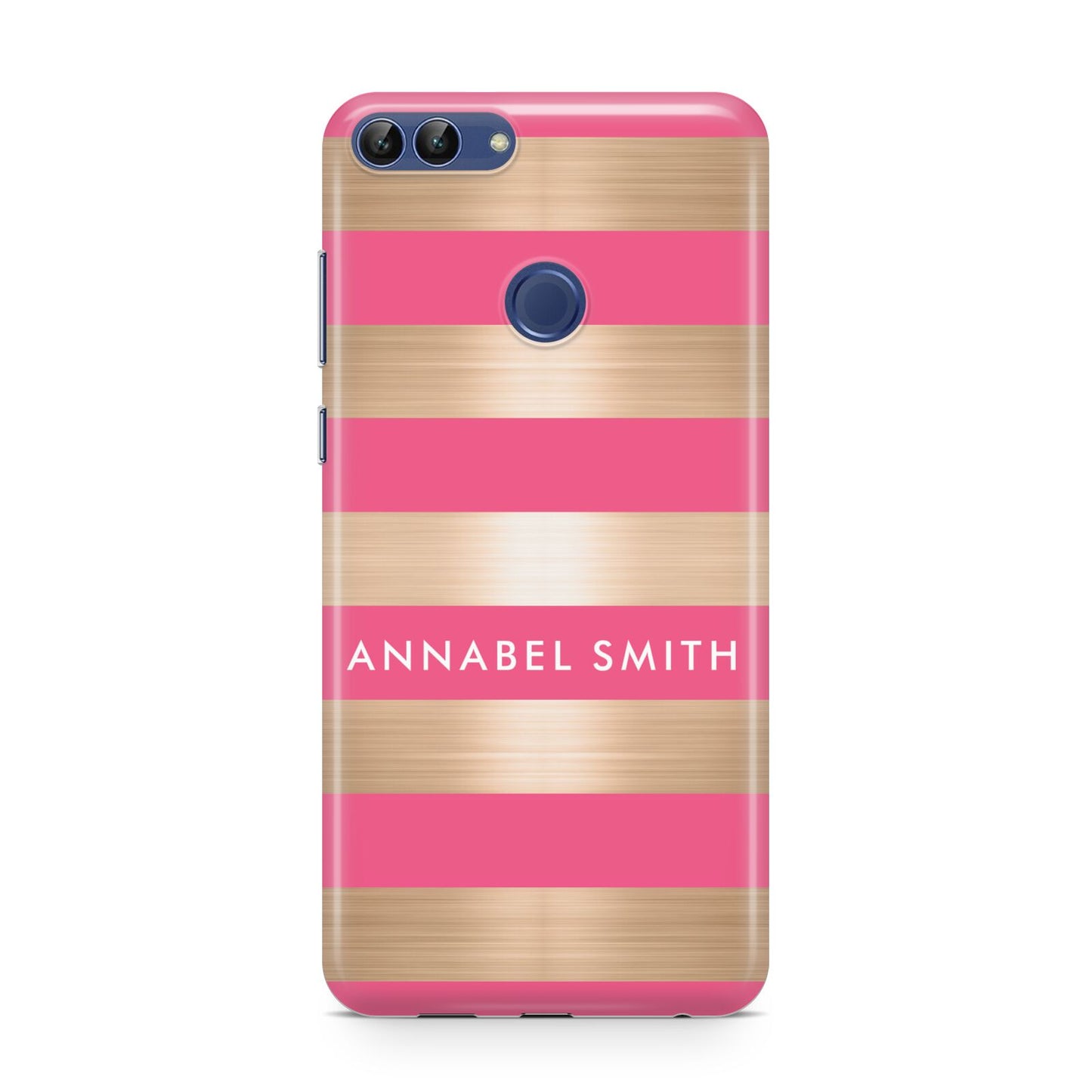 Personalised Gold Pink Stripes Name Initial Huawei P Smart Case