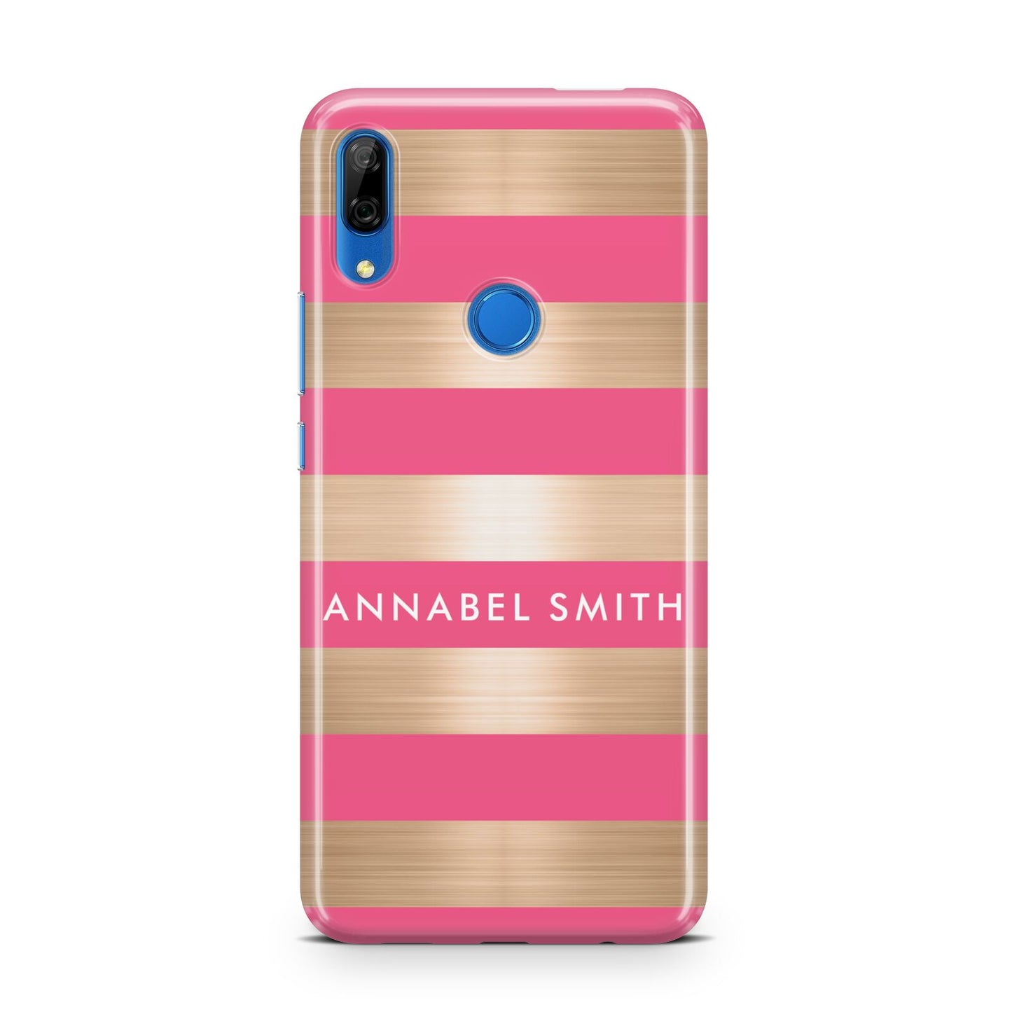 Personalised Gold Pink Stripes Name Initial Huawei P Smart Z