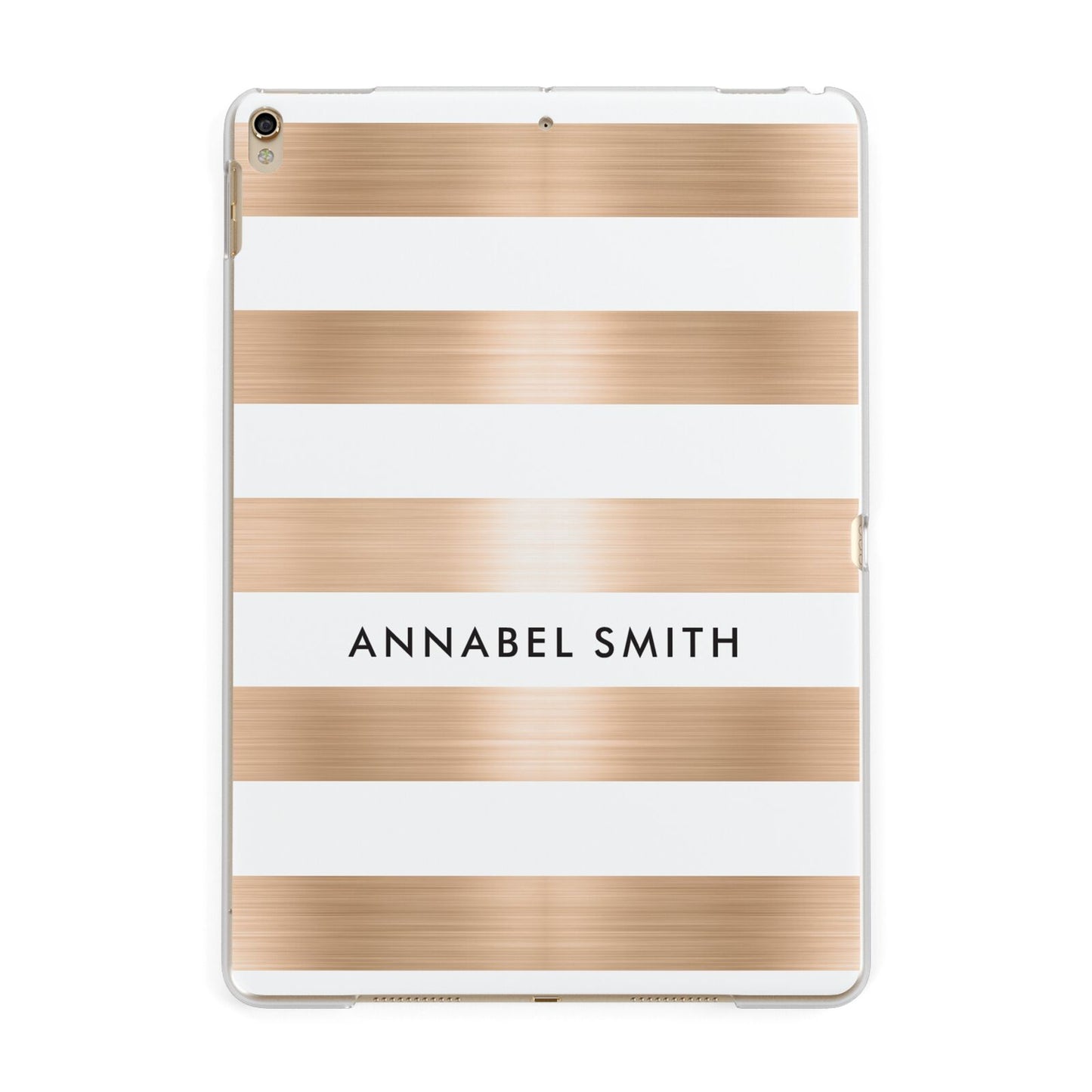 Personalised Gold Striped Name Initials Apple iPad Gold Case