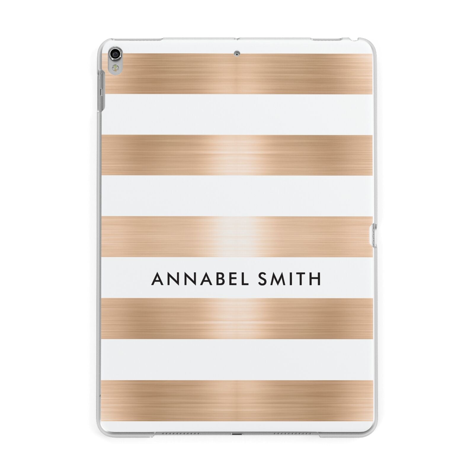 Personalised Gold Striped Name Initials Apple iPad Silver Case