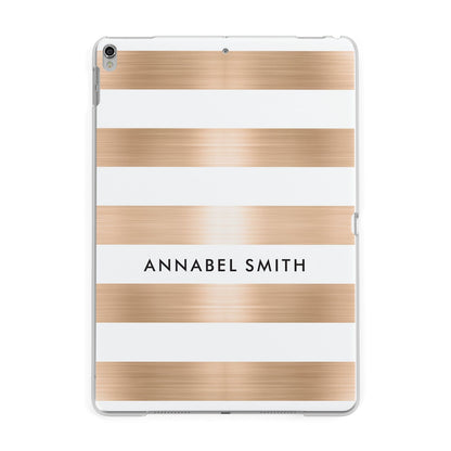 Personalised Gold Striped Name Initials Apple iPad Silver Case