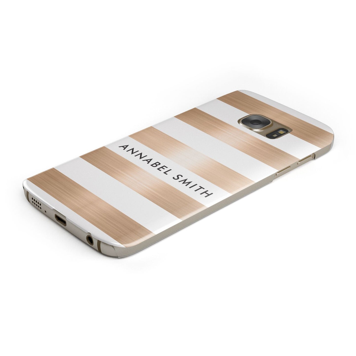 Personalised Gold Striped Name Initials Protective Samsung Galaxy Case Angled Image