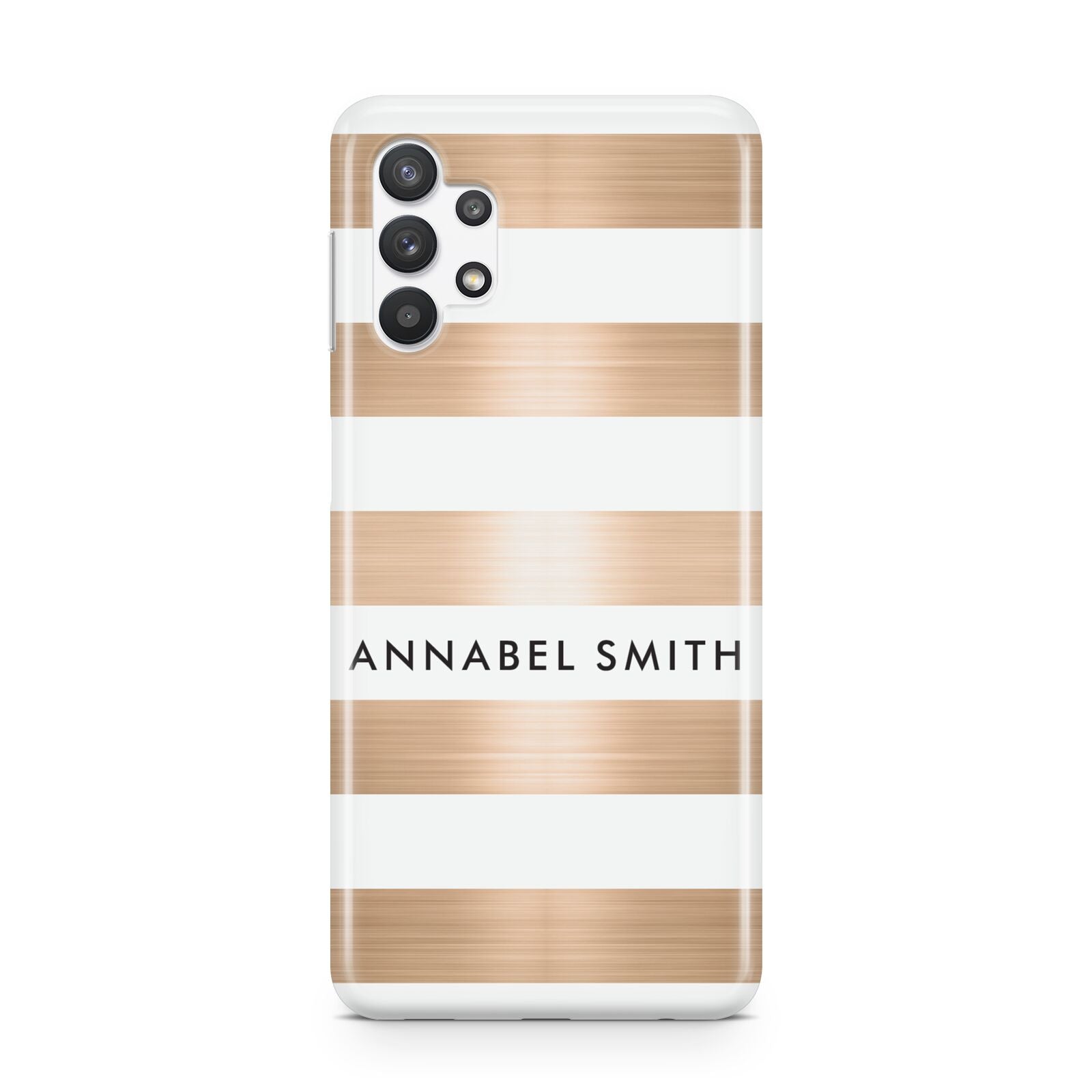 Personalised Gold Striped Name Initials Samsung A32 5G Case