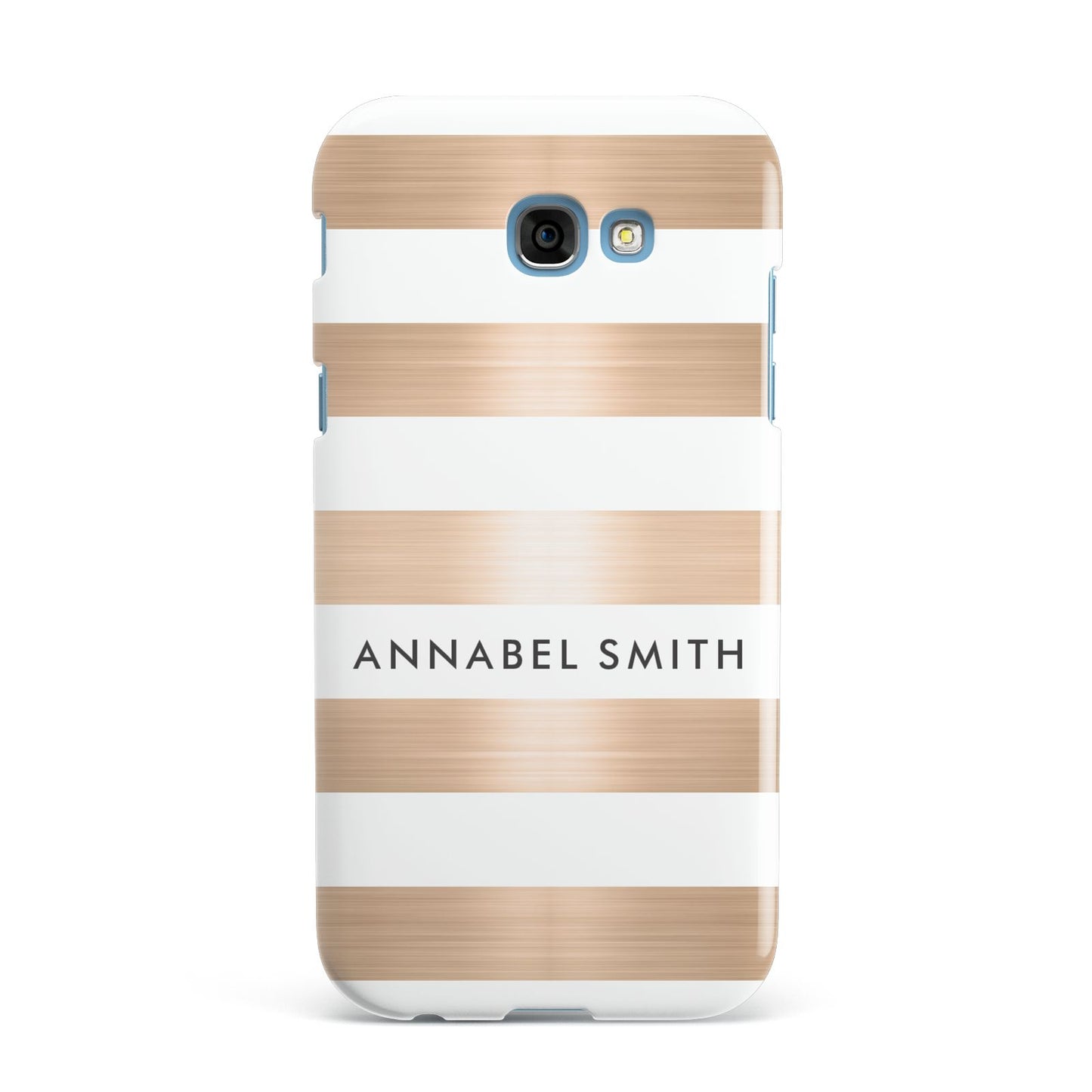 Personalised Gold Striped Name Initials Samsung Galaxy A7 2017 Case