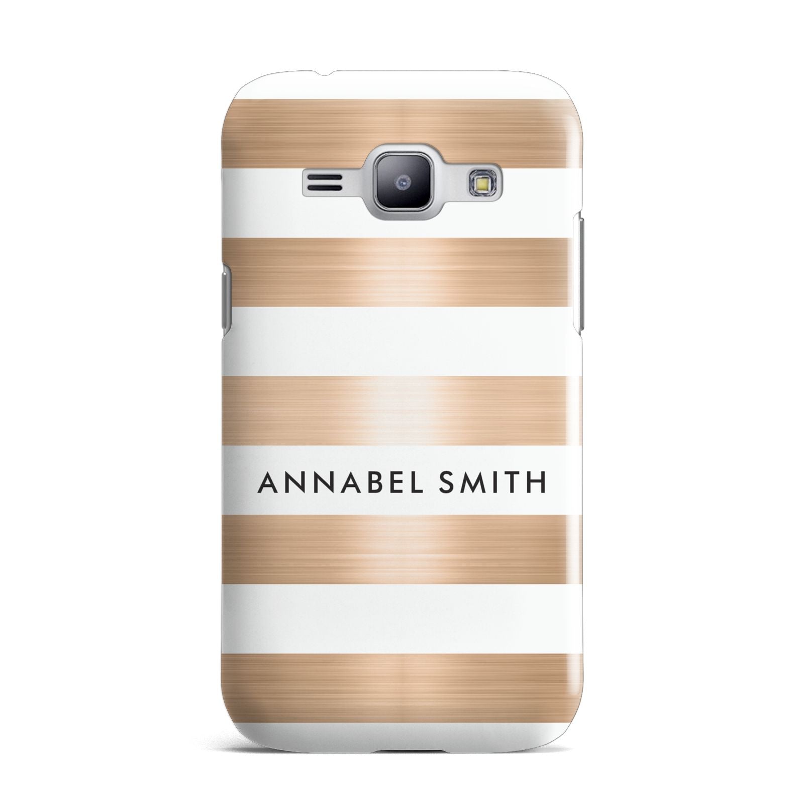 Personalised Gold Striped Name Initials Samsung Galaxy J1 2015 Case